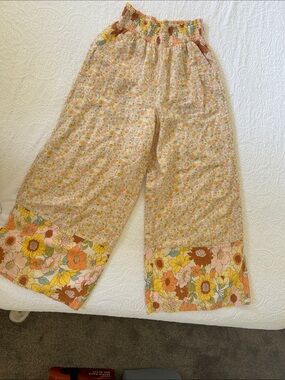 Floral Wide-Leg Pants - Pink & Yellow women’s or junior’s